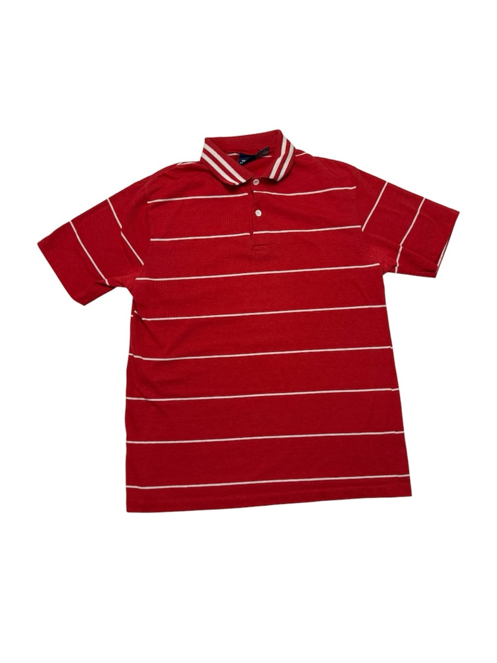 Vintage Mervyns 1990s Men's Red Stripe Polo Shirt